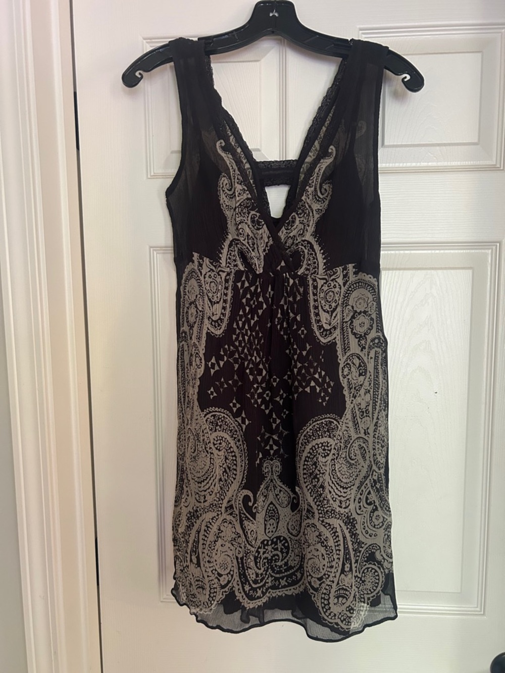 Odd Molly natural silk Black Dress with grey Paisley Print